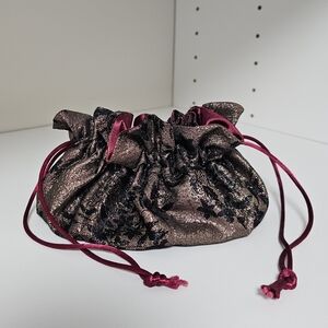Chic Metallic Drawstring Cosmetic Pouch